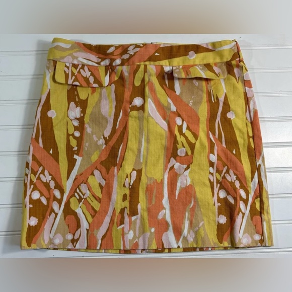 J. Crew Limoncello Mini Skirt Womens Size 8 Orange Yellow Brown Zipper - Picture 7 of 16